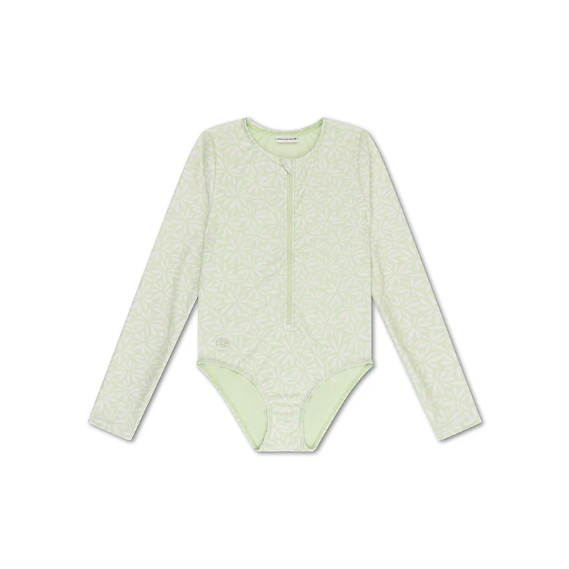 UV Swimsuit Girls With Sleeves - Green - Matcha