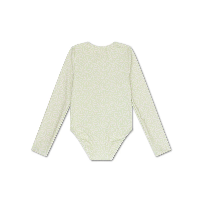 UV Swimsuit Girls With Sleeves - Green - Matcha