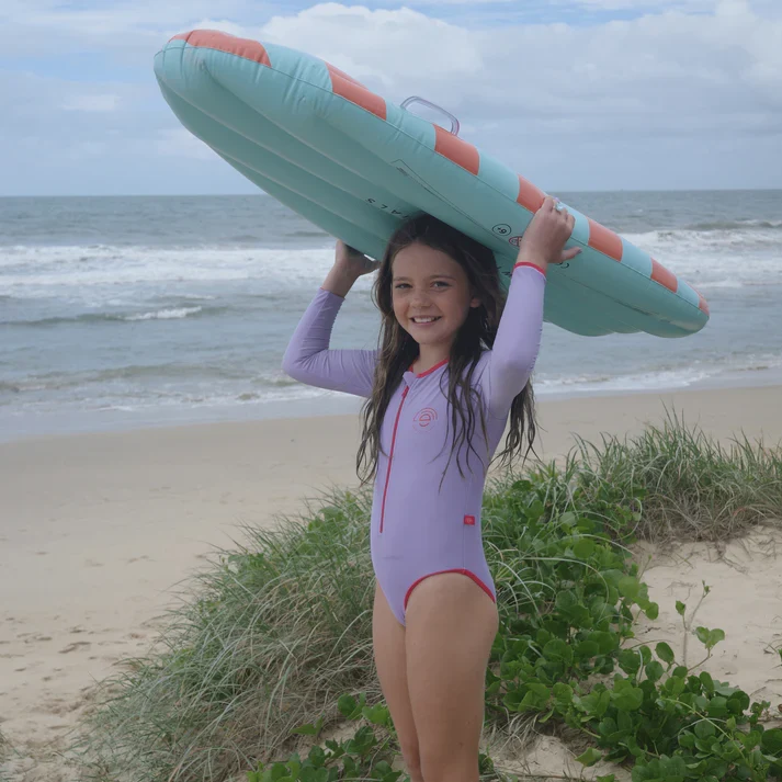 UV Swimsuit Girls With Sleeves - Purple - Pure Tones
