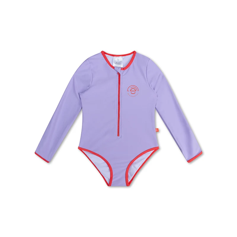 UV Swimsuit Girls With Sleeves - Purple - Pure Tones