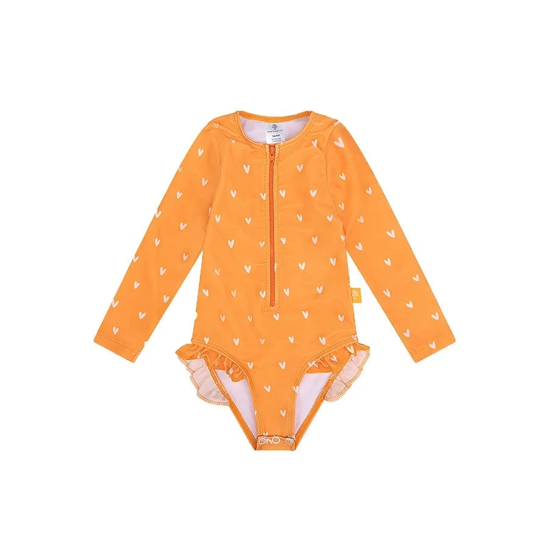 UV Swimsuit Girls With Sleeves - Orange - Orange Kiss'
