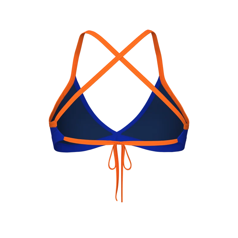 Arena Team Damen Bikinitop Tie Back Solid Neon Blue - Team Orange