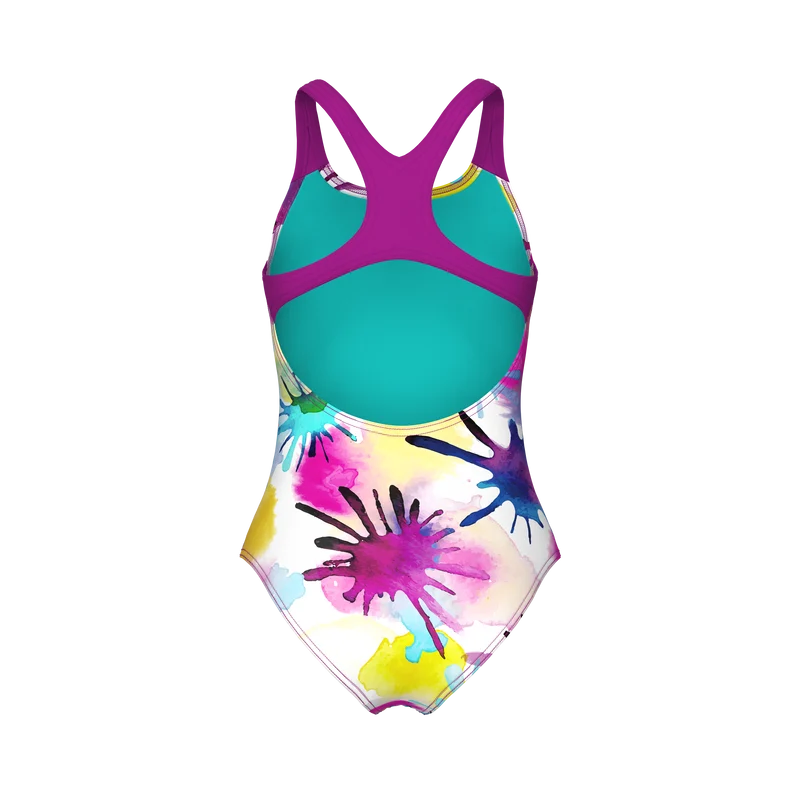 Arena Girls Schwimmanzug Spraying Pro Back White Multi - Very Fuchsia