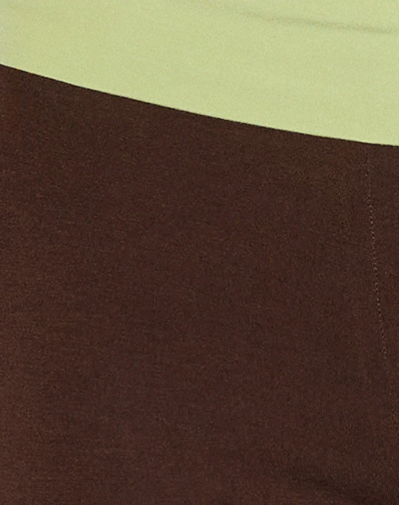 Vivah Fold-over Capri in Schokoladenbraun mit Pistazienbändern