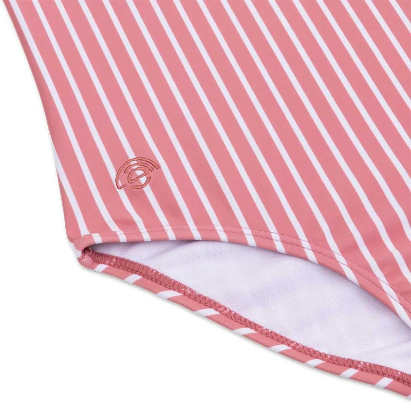 Swimsuit Girls - Red/White Striped - Daisy Flower