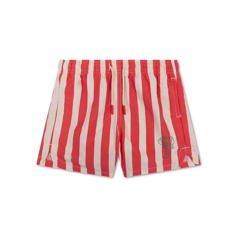 Swim Shorts - Beige/Red - Lobster Stripe