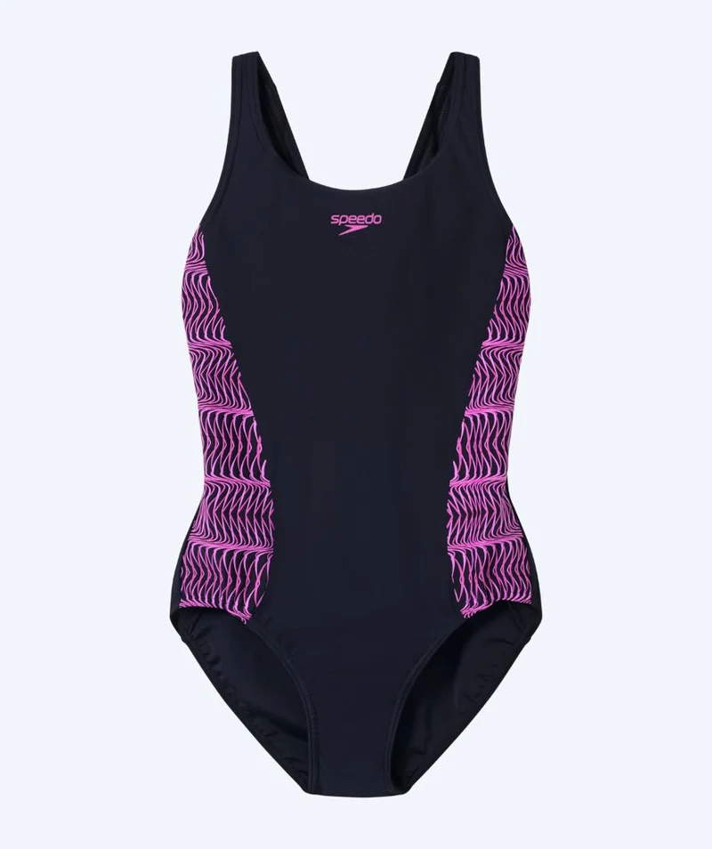 Speedo Badeanzug für Damen - Placement Muscleback - Schwarz/Rosa
