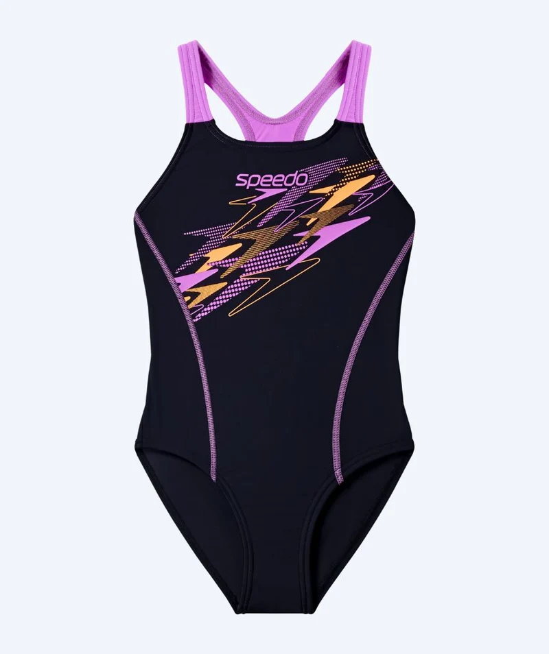 Speedo Badeanzug für Mädchen - Medley Logo Medalist - Schwarz/Lila