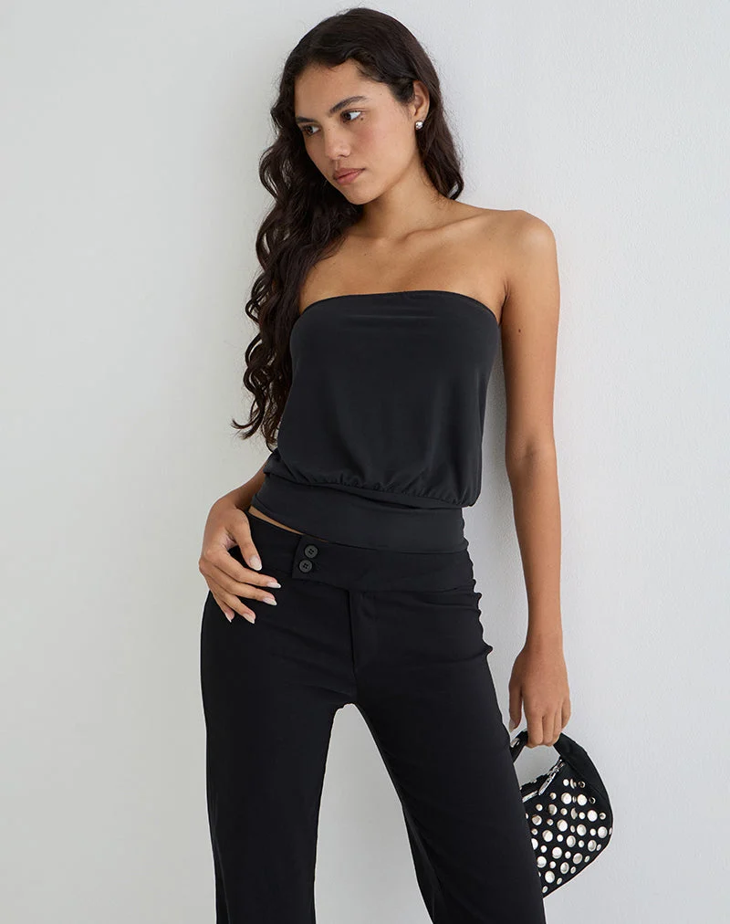 Leocadia Bandeau-Top aus Cupro Schwarz