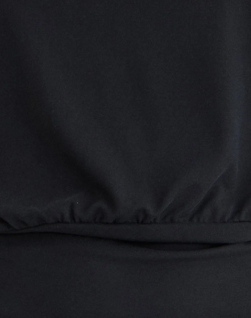 Leocadia Bandeau-Top aus Cupro Schwarz