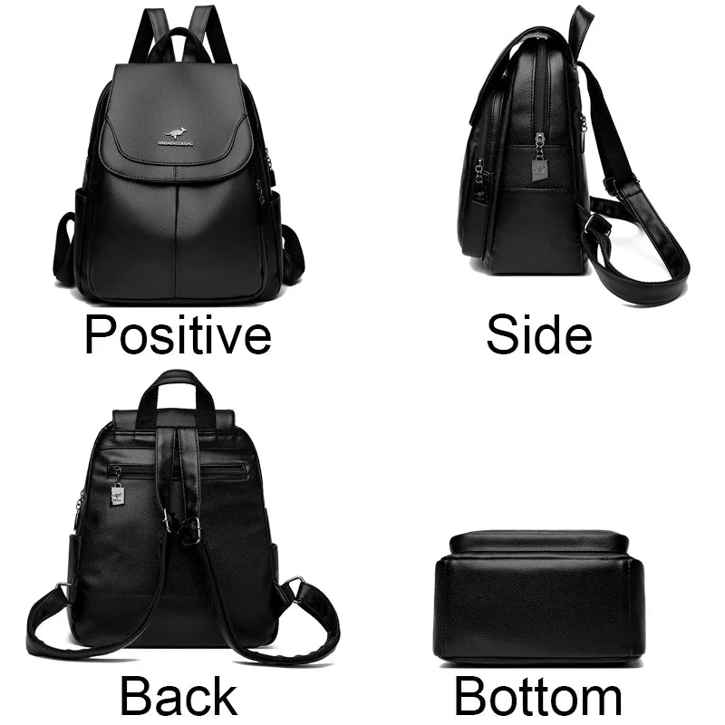 Damen-Lederrucksack, großes Fassungsvermögen, hochwertige Vintage-Tasche, ideal für Schule und Reisen.