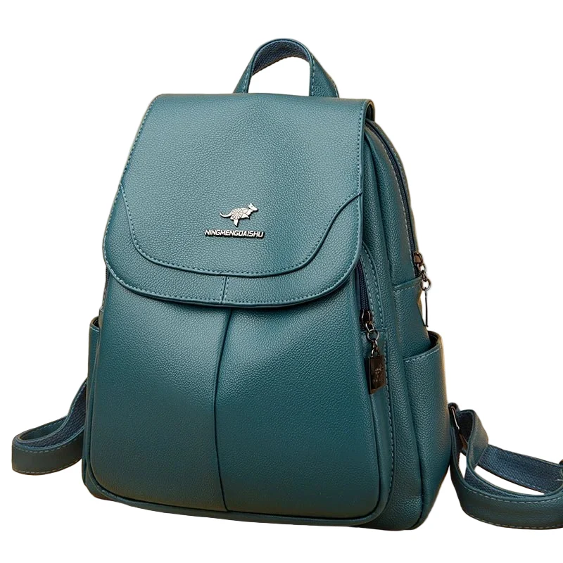 Damen-Lederrucksack, großes Fassungsvermögen, hochwertige Vintage-Tasche, ideal für Schule und Reisen.