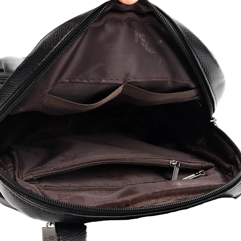 Damen-Lederrucksack, großes Fassungsvermögen, hochwertige Vintage-Tasche, ideal für Schule und Reisen.