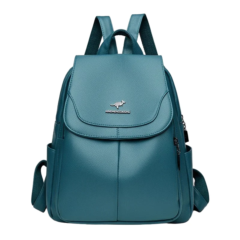 Damen-Lederrucksack, großes Fassungsvermögen, hochwertige Vintage-Tasche, ideal für Schule und Reisen.