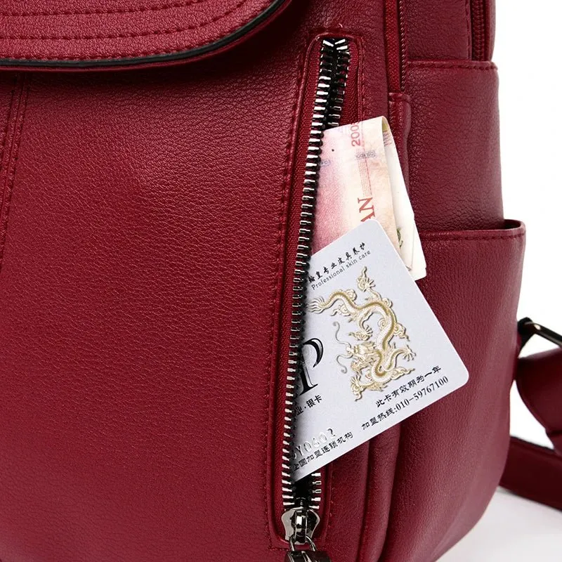 Modischer Reißverschluss-Rucksack für Damen – Geräumige Leder-Schultertasche für Mädchen und Teenager