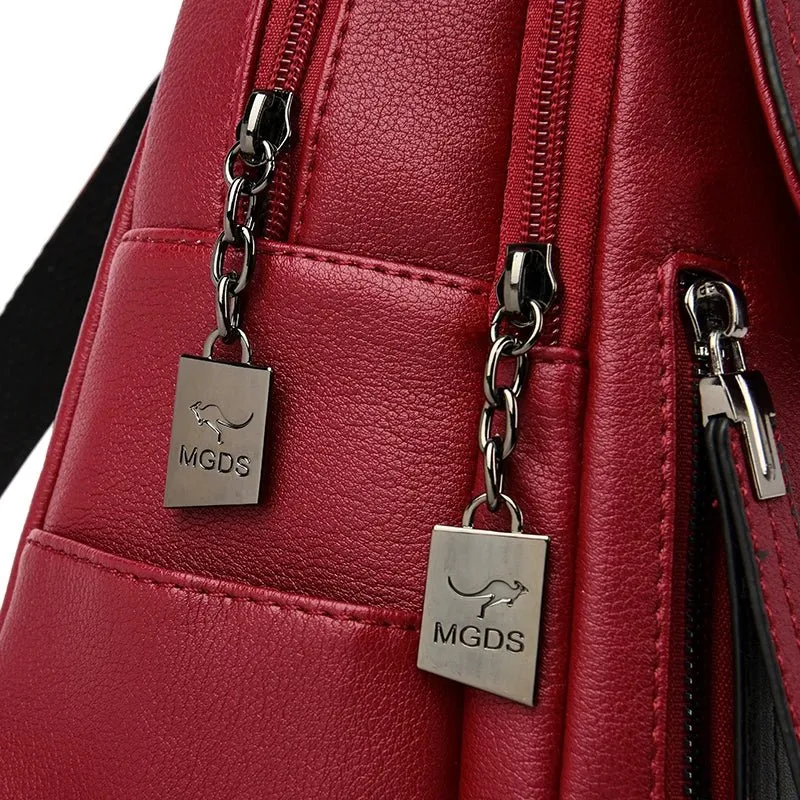 Modischer Reißverschluss-Rucksack für Damen – Geräumige Leder-Schultertasche für Mädchen und Teenager