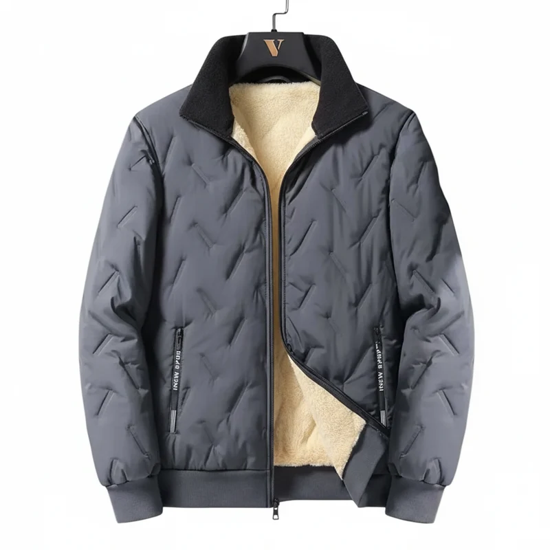 Winterfleecejacken für Herren – Dick gefütterter, winddichter, kurzer Wollparka, warme Bomberjacke für Herbst und Winter