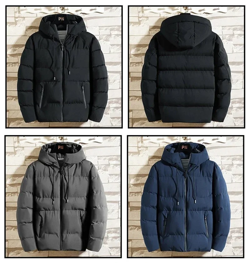 Dicke Winterjacke mit Kapuze aus Baumwolle für Herren – Stilvolle, winddichte Oberbekleidung