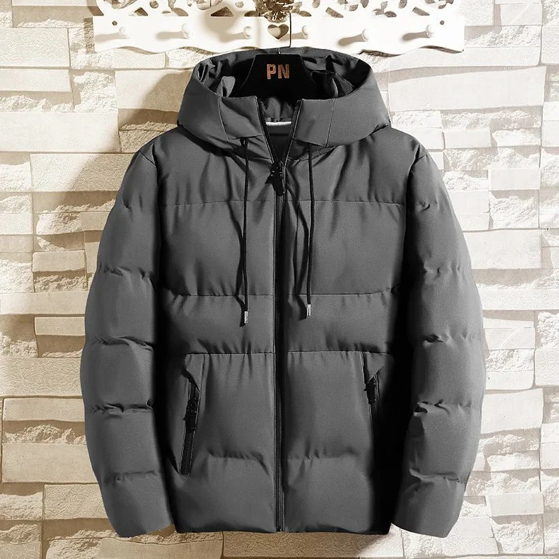 Dicke Winterjacke mit Kapuze aus Baumwolle für Herren – Stilvolle, winddichte Oberbekleidung