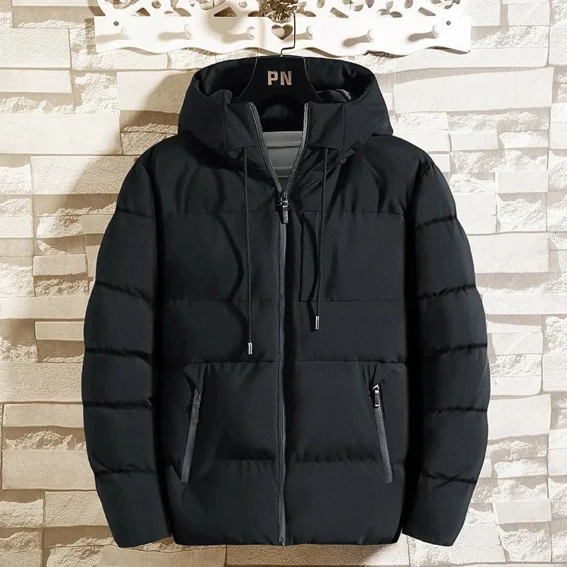Dicke Winterjacke mit Kapuze aus Baumwolle für Herren – Stilvolle, winddichte Oberbekleidung