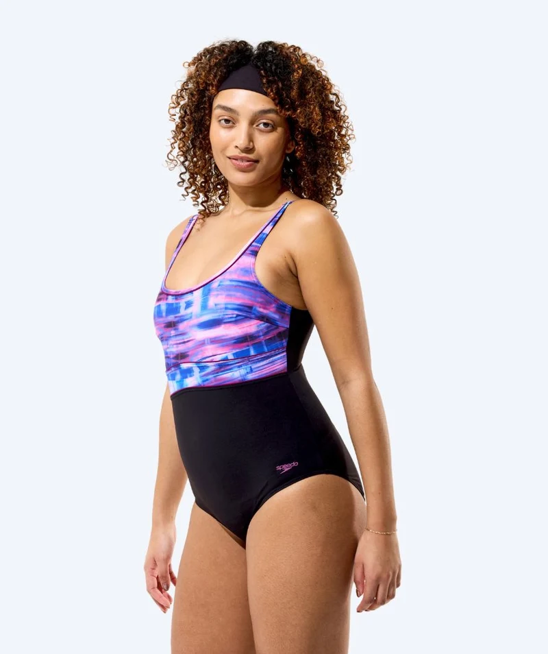 Speedo Badeanzug für Damen - Contour Eclipse - Schwarz/Lila