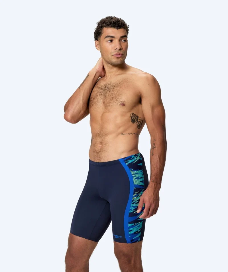 Speedo lange Badehose für Herren - Hyperboom Splice - Dunkelblau/Hellblau