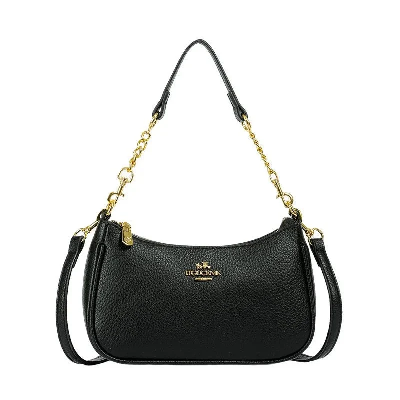 Damen-Umhängetasche – Multifunktionale Schultertasche aus PU-Leder mit klassischem geometrischem Muster