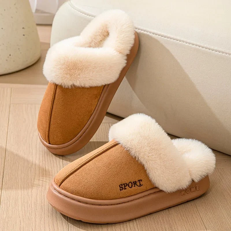 Warme, flauschige Winterpantoffeln für Damen – elegante Hausschuhe und Plateauschuhe