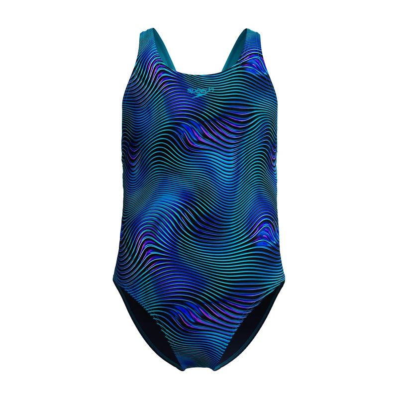 Speedo Mädchen Anzug Allover Print Leaderback Deep sapphire-Mayan blue