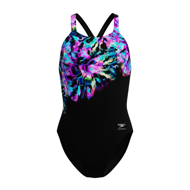 Speedo Damen Anzug Placement Print Powerback Glitchy Garden
