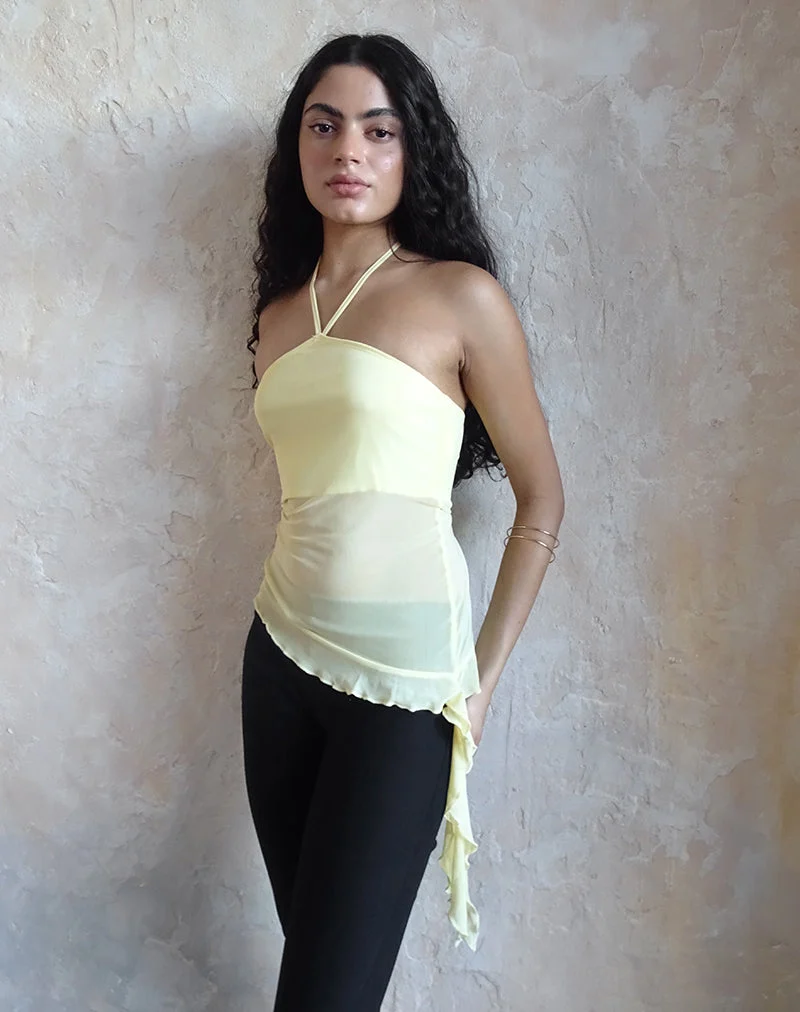 Arabella Neckholder-Top aus Mesh Lemon