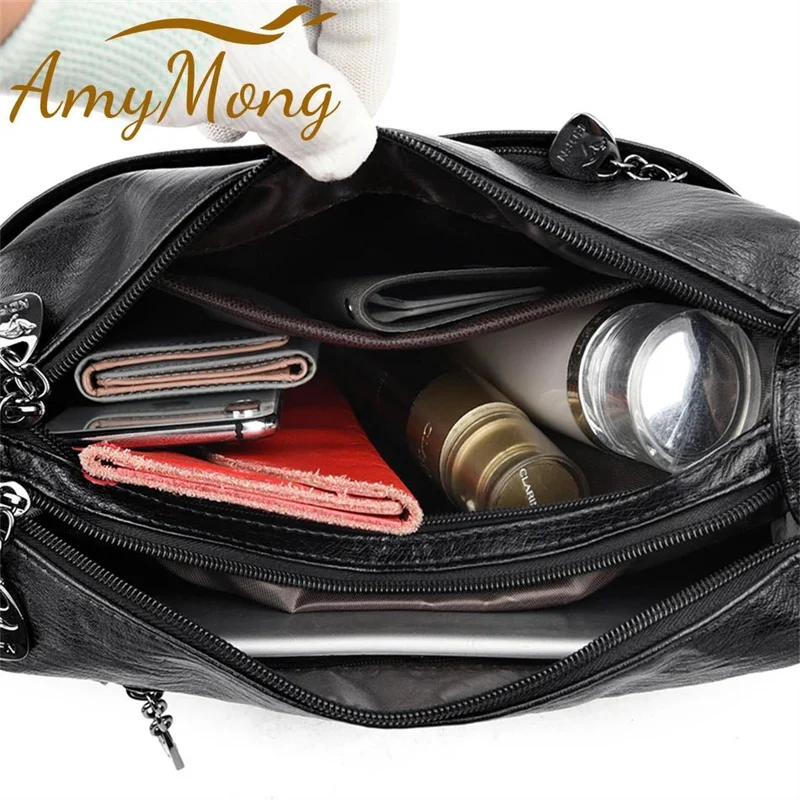 Luxuriöse Schulterhandtasche aus Leder für Damen – Designer-Umhängetasche