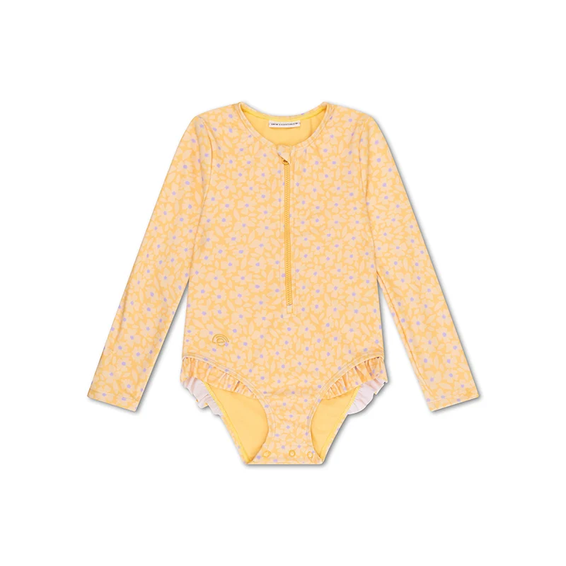 UV Swimsuit Girls With Sleeves - Yellow - Florish