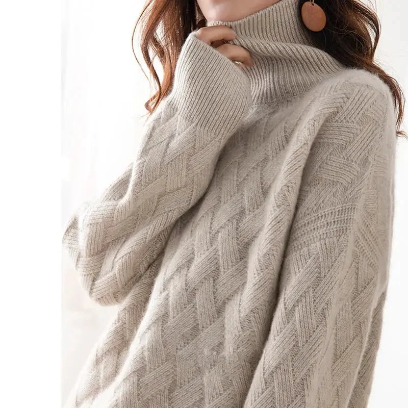 Winterlicher Kaschmirpullover in Oversize-Größe, langärmlig, Damengrößen S-3XL