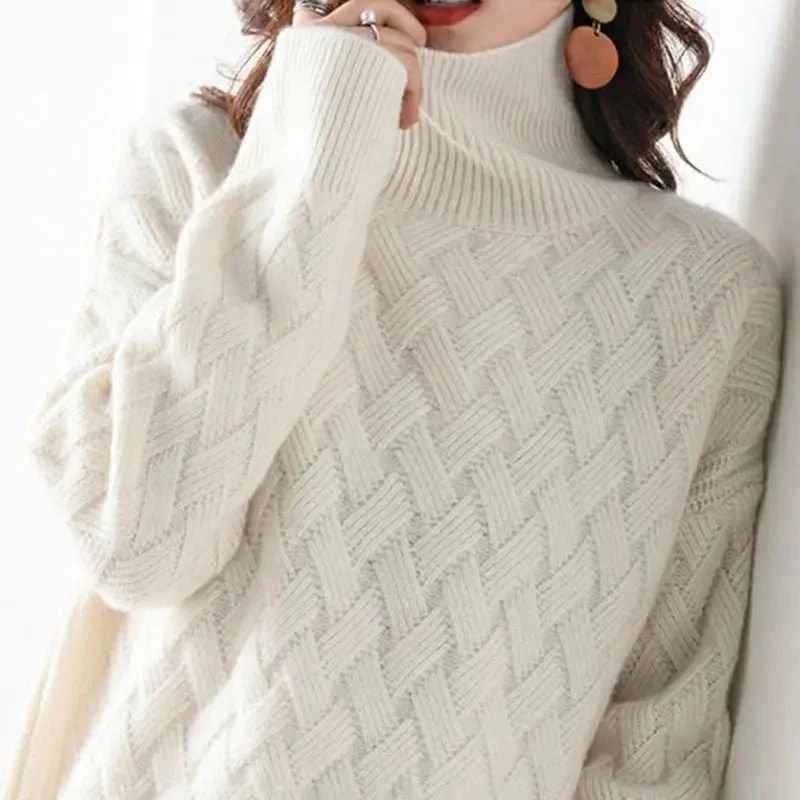Winterlicher Kaschmirpullover in Oversize-Größe, langärmlig, Damengrößen S-3XL