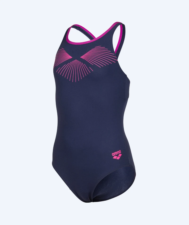 Arena Badeanzug für Mädchen - Bay Swim Pro Back - Dunkelblau/Rosa