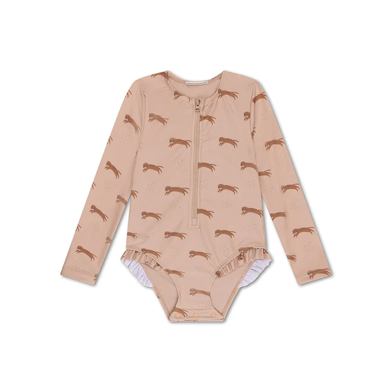UV Swimsuit Girls With Sleeves - Brown - Roamer
