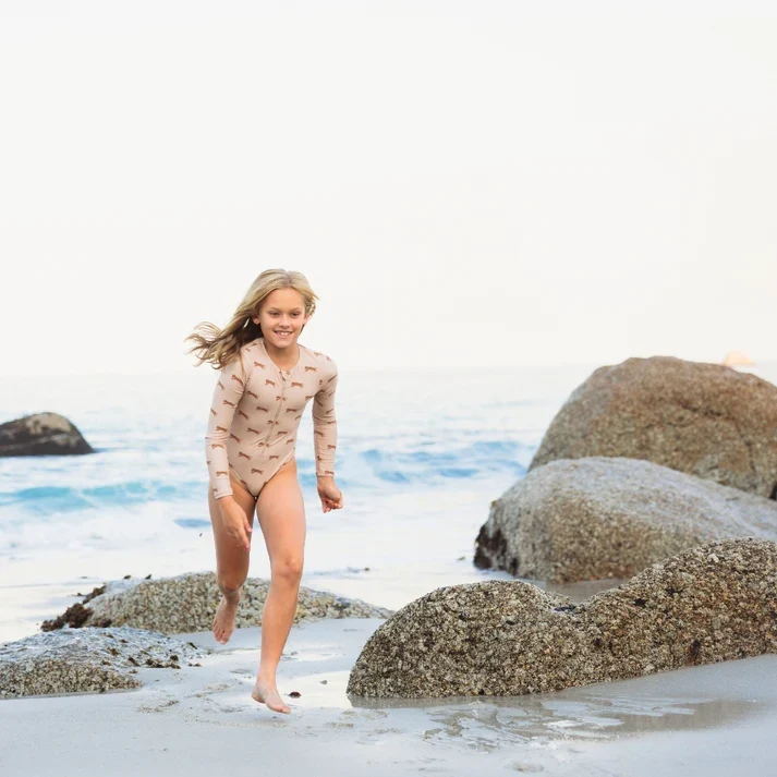 UV Swimsuit Girls With Sleeves - Brown - Roamer