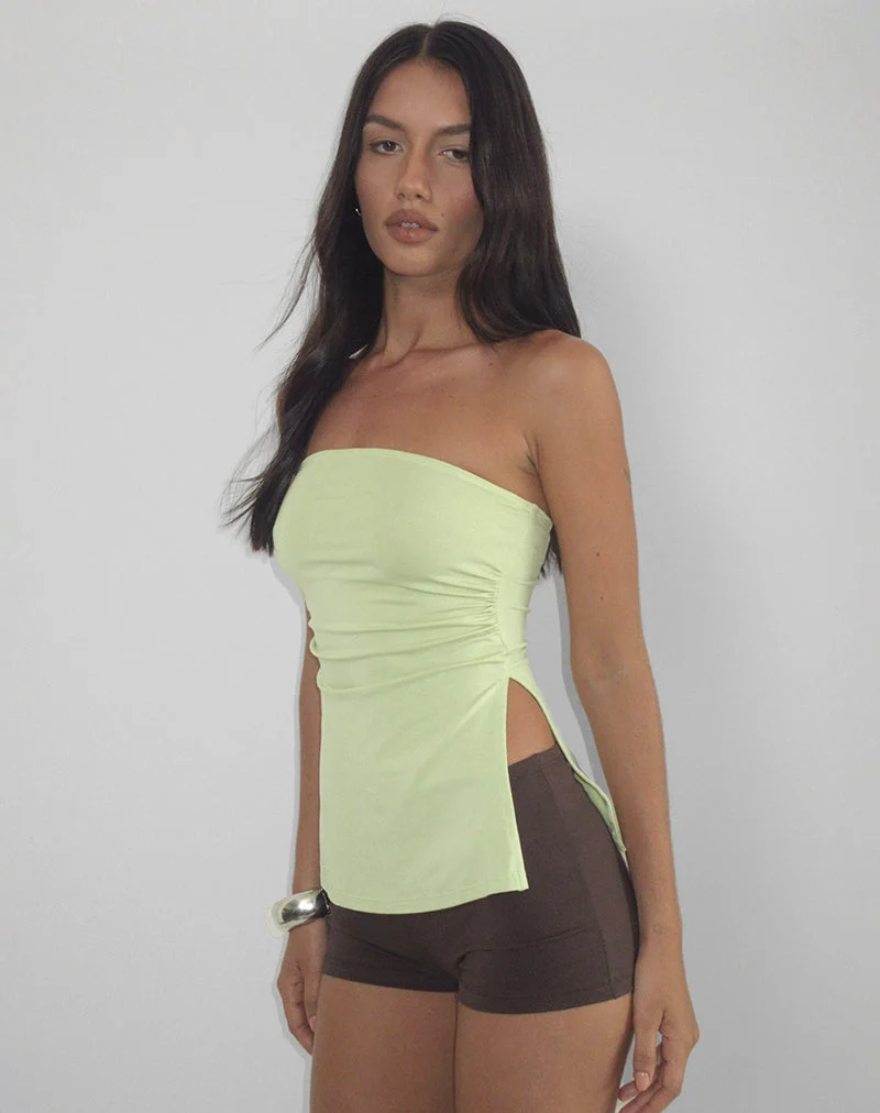 Aravie Gerafftes Bandeau-Top in Pistazie