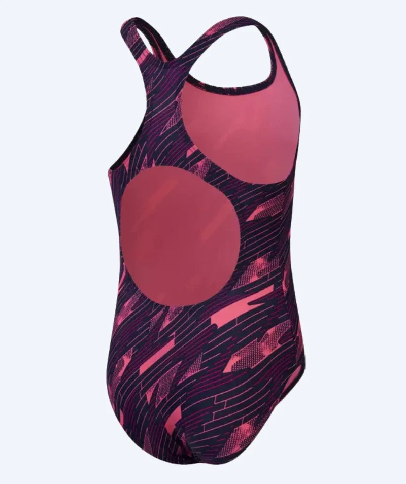Speedo Badeanzug für Mädchen - Hyperboom Allover Medalist - Dunkelblau/Rosa