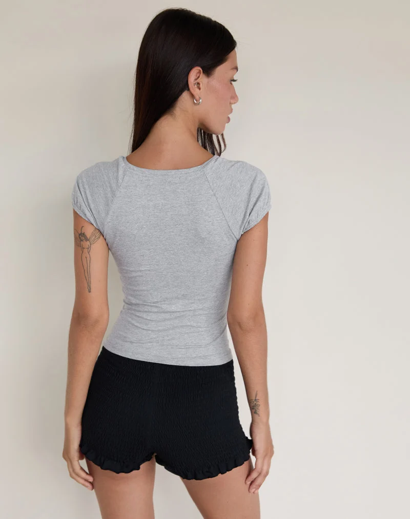 Chihiro Baby-Top mit Puffärmel in Grau meliert