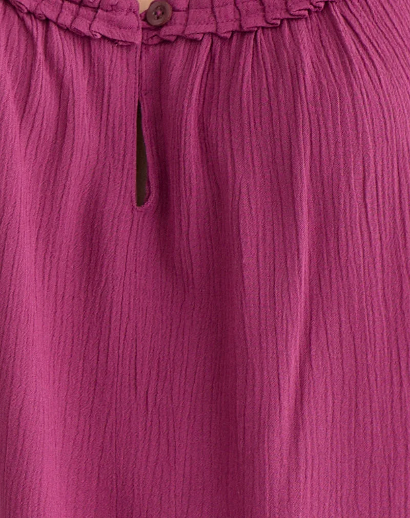 Merisso-Top mit U-Ausschnitt und Schlüssellochausschnitt in Rose Burgundy