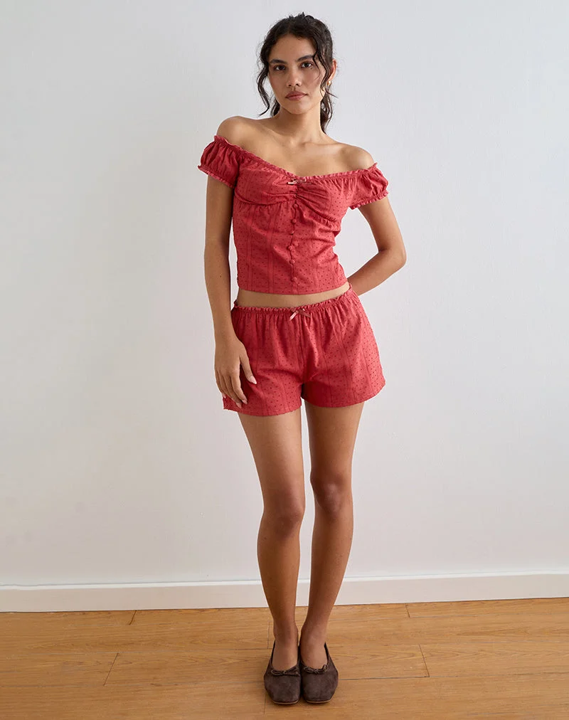 Sumi Shorts aus Baumwolle Dobby Rot