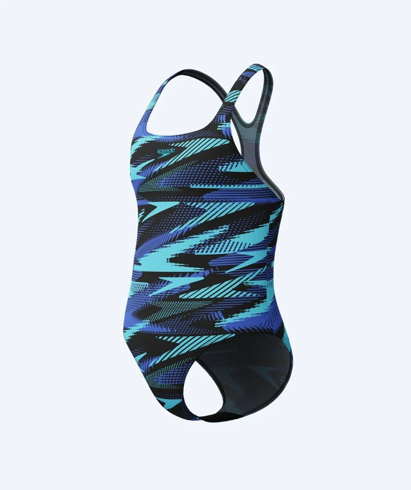 Speedo Badeanzug für Mädchen - Hyperboom Allover Medalist - Schwarz/Hellblau