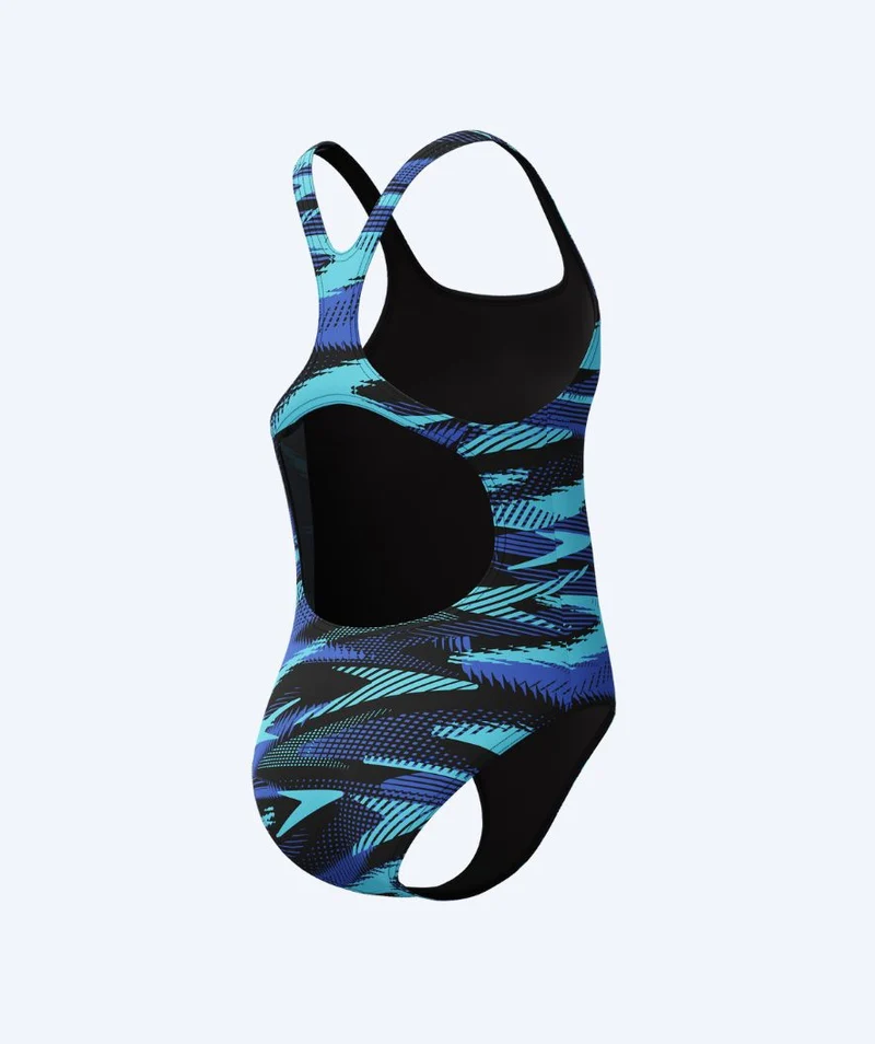 Speedo Badeanzug für Mädchen - Hyperboom Allover Medalist - Schwarz/Hellblau
