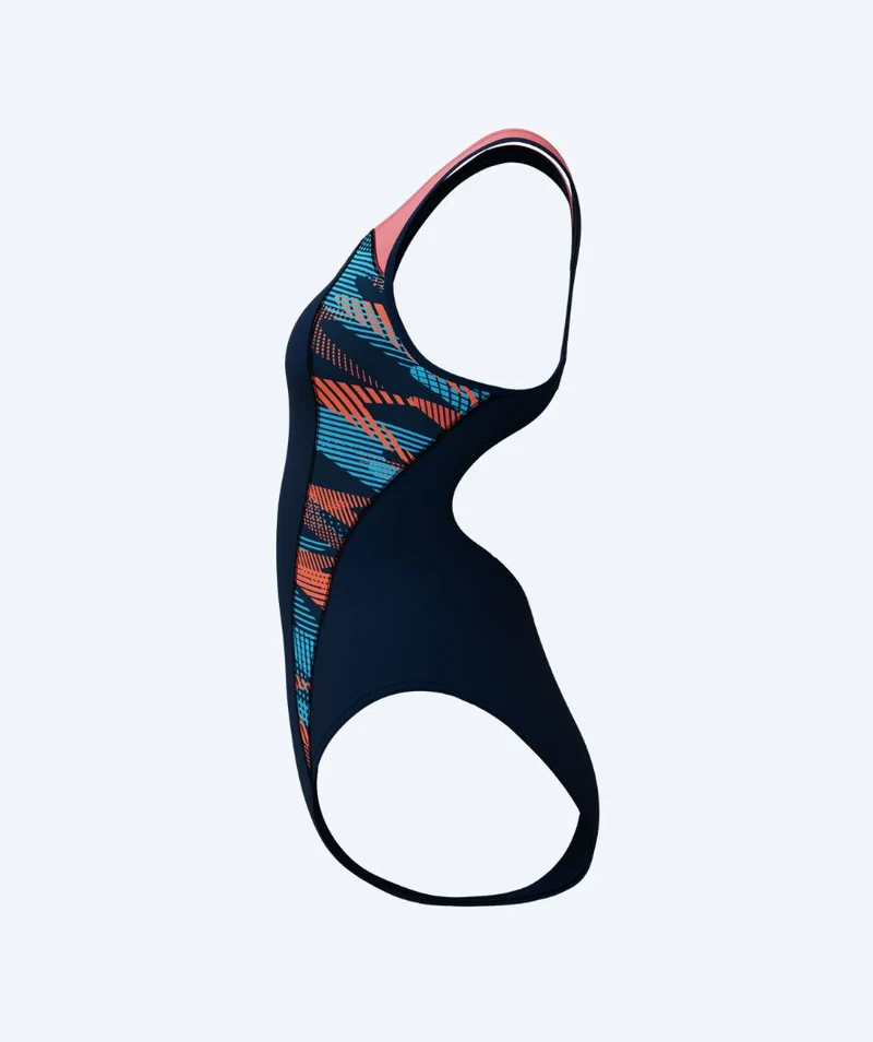 Speedo Badeanzug für Damen - Placement Laneback - Dunkelblau/Hellrosa