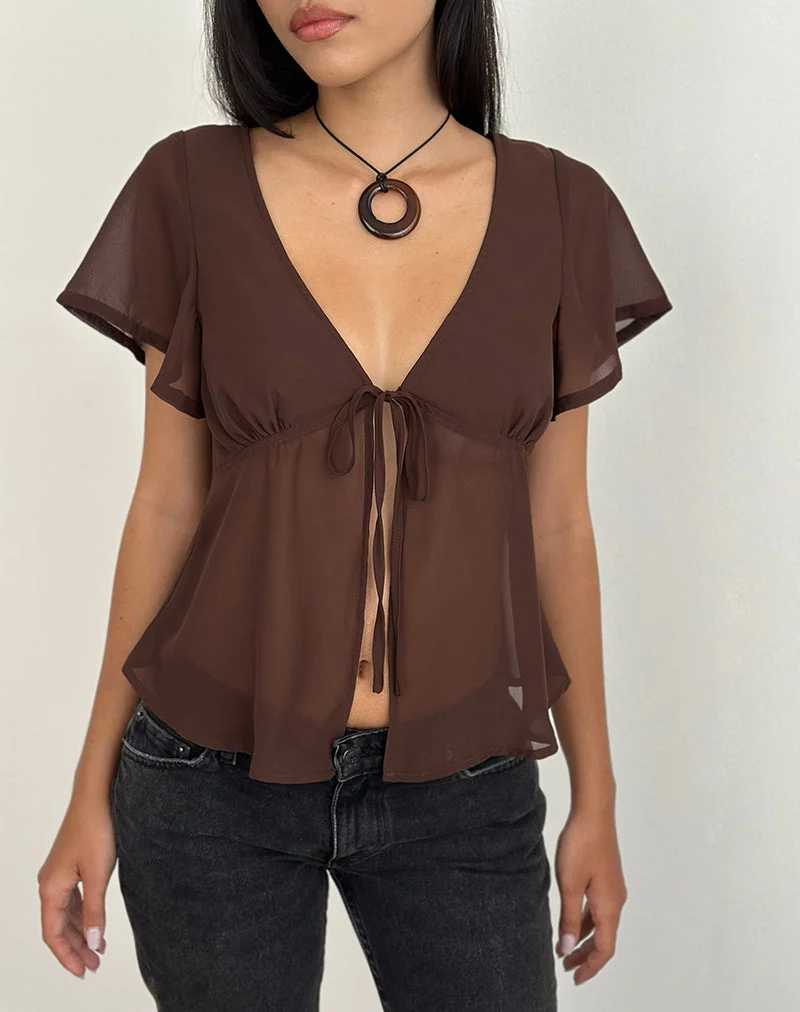 Kota Chiffonblusentop in Braun