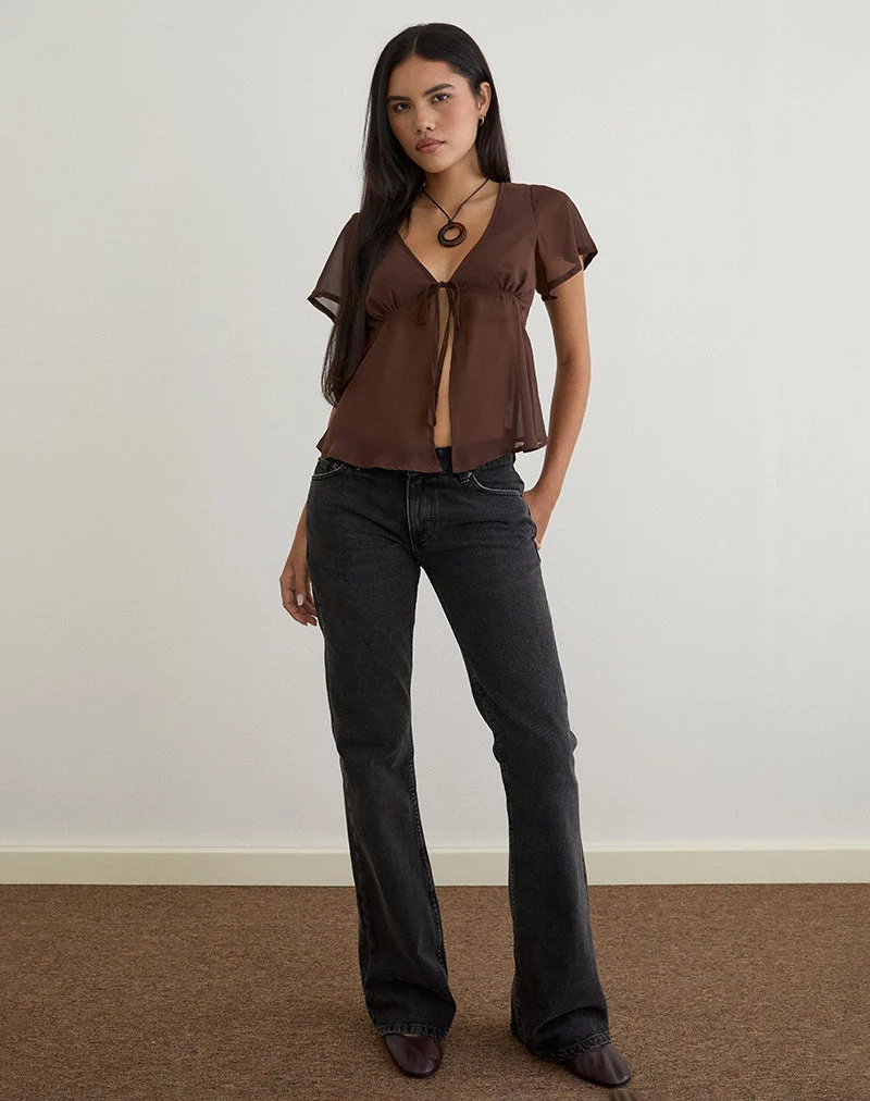 Kota Chiffonblusentop in Braun