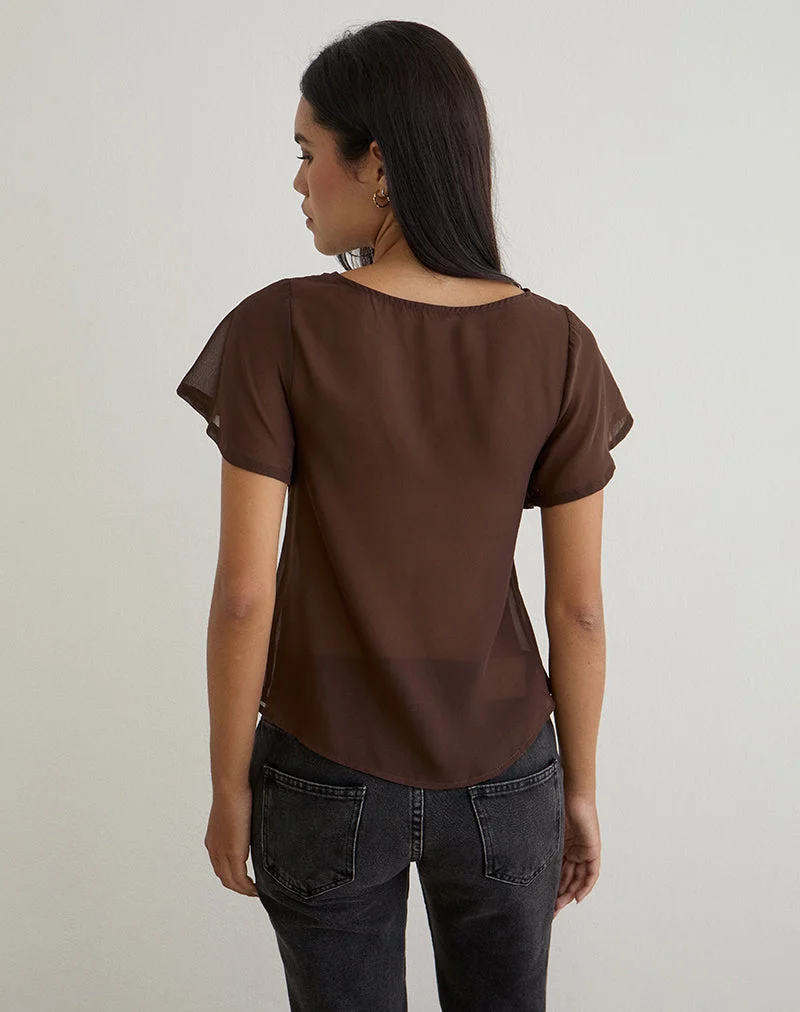 Kota Chiffonblusentop in Braun