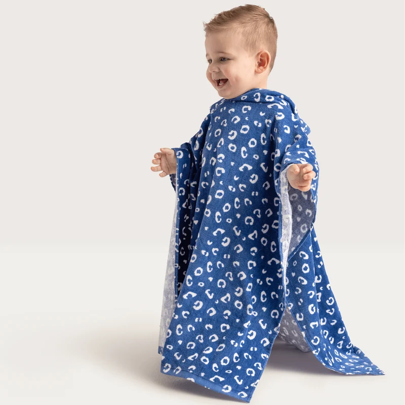 Beach Poncho - Blue - Leopard - 65 x 65 cm